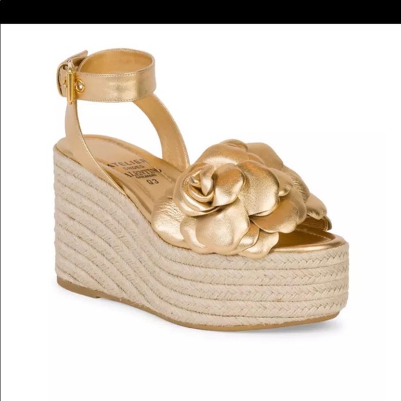 BNIB VALENTINO GARAVANI ATELIER 03 ROSE EDITION GOLD WEDGE ESPADRILLES 10 US - Picture 10 of 10